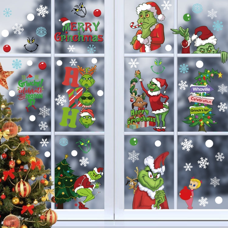 Christmas Static Glass Window Decoration Background Decorative Stickers, Dwarf, White Midget, Santa Claus+ Penguins, Santa Claus, White Santa Claus, Snowman, Ghost Elf