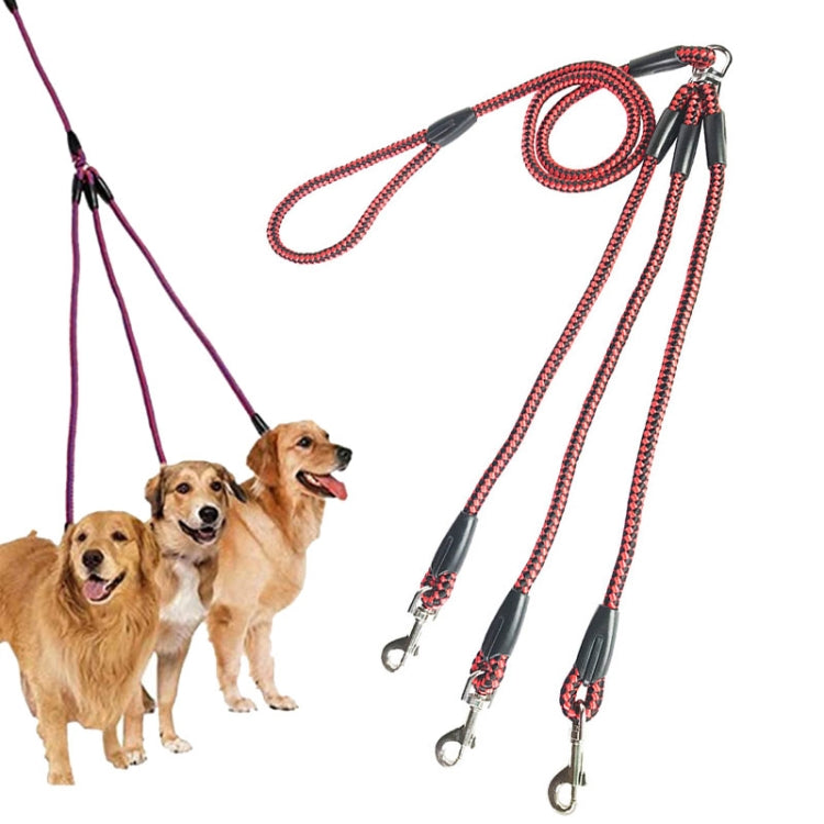 140cm 3 In 1 Leash Multi-head Dog Walking Rope, 140cm 3 In 1 Blue, 140cm 3 In 1 Red, 140cm 3 In 1 Rose Red