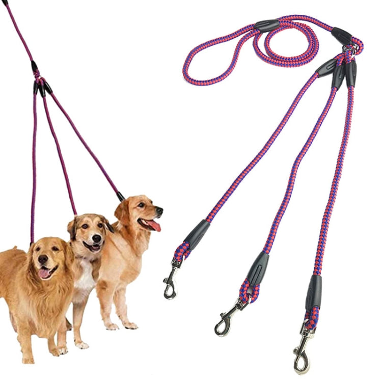 140cm 3 In 1 Leash Multi-head Dog Walking Rope, 140cm 3 In 1 Blue, 140cm 3 In 1 Red, 140cm 3 In 1 Rose Red