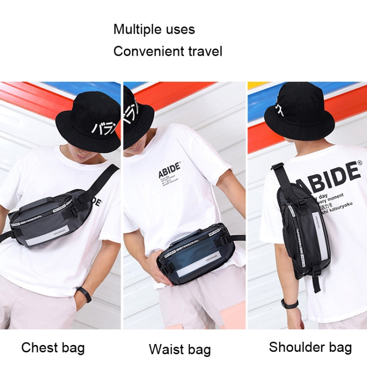 HAOSHUAI Outdoor Running Waist Bag With Reflecting Strip Chest Bag, 1100-6 Khaki, 1100-6 Dark Blue, 1100-6 Black), 1100-6 Gray, 1100-6 Army Green, 1206 Silver Gray Strip, 1206 Royal Blue Strip
