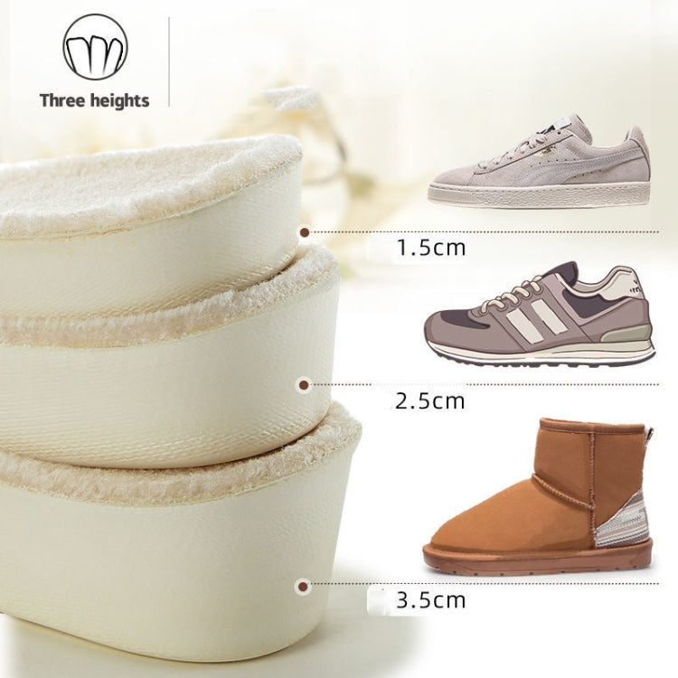 3pairs Winter Velvet Insoles Warm Inner Height Increase Insoles, 1.5cm Beige, 2.5cm Beige, 3.5cm Beige, 1.5cm Gray, 2.5cm Gray, 3.5cm Gray