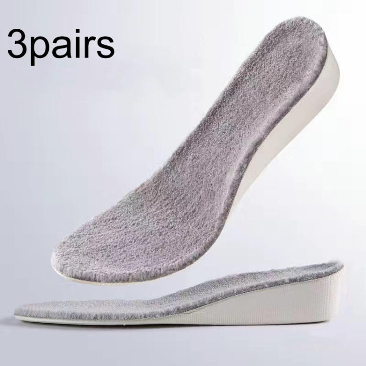 3pairs Winter Velvet Insoles Warm Inner Height Increase Insoles, 1.5cm Beige, 2.5cm Beige, 3.5cm Beige, 1.5cm Gray, 2.5cm Gray, 3.5cm Gray