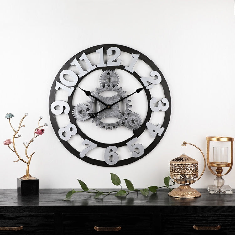 Vintage Wooden Round Gear Silent Wall Clock, Rome Number 58cm 6 Gears Golden, Rome Number  58cm  6 Gears  Silver, Rome Number  58cm 4 Gears Golden, Rome Number  58cm 4 Gears Silver, Number 58cm 4 Gears Silver