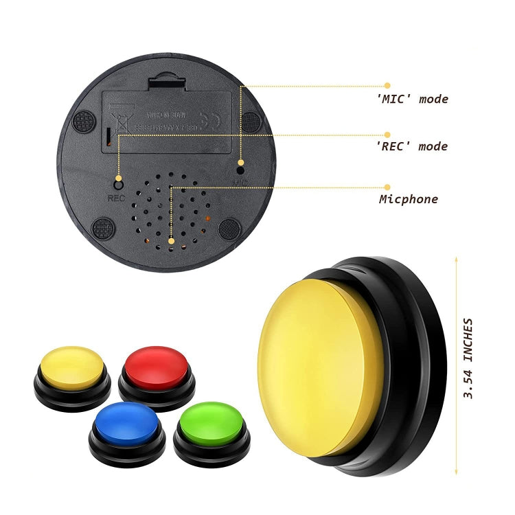 Pet Communication Button Dog Vocal Box Recording Vocalizer, Style: Recording Model, Yellow, Lake Blue, White, Dark Blue, Light Blue, Green, Purple, Red, Orange, Rose Red, Pink