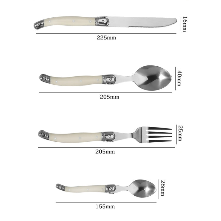 Stainless Steel Knife Fork Spoon Set Plastic Handle Western Tableware, 3 In 1, 4 In 1, 6 Spoons, 6 Tea Spoons, 6 Knives, 6 Forks