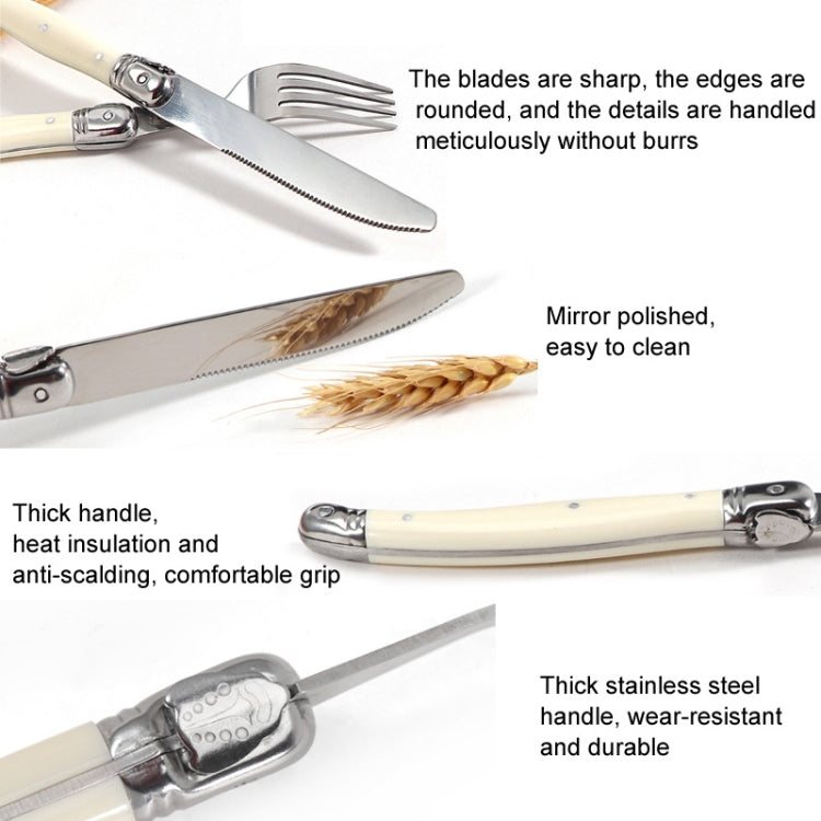Stainless Steel Knife Fork Spoon Set Plastic Handle Western Tableware, 3 In 1, 4 In 1, 6 Spoons, 6 Tea Spoons, 6 Knives, 6 Forks