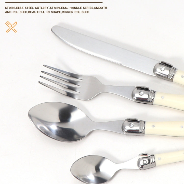 Stainless Steel Knife Fork Spoon Set Plastic Handle Western Tableware, 3 In 1, 4 In 1, 6 Spoons, 6 Tea Spoons, 6 Knives, 6 Forks