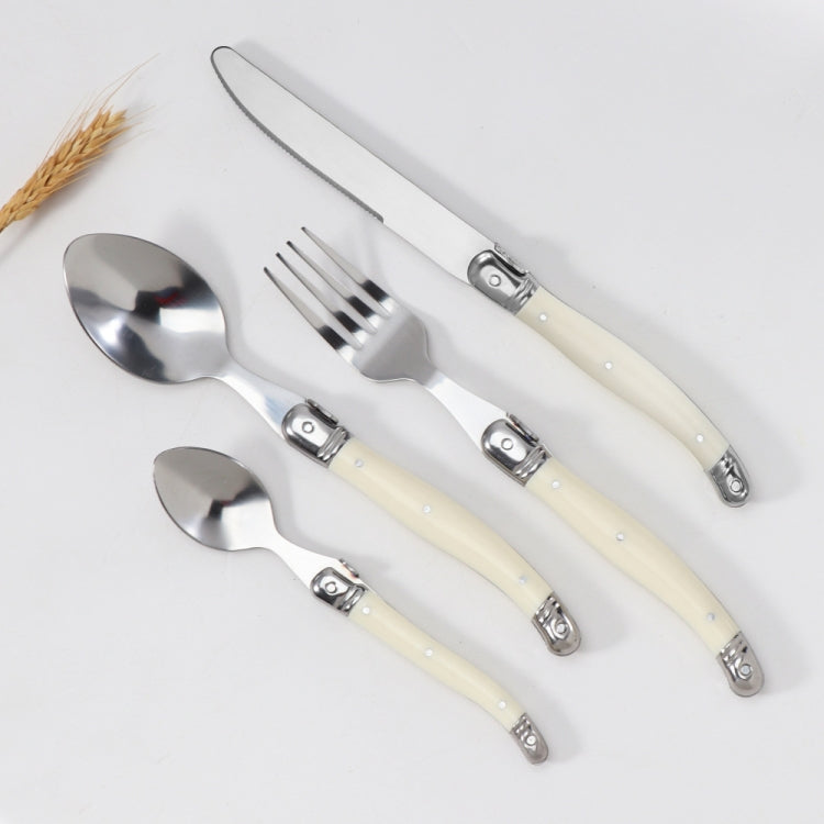 Stainless Steel Knife Fork Spoon Set Plastic Handle Western Tableware, 3 In 1, 4 In 1, 6 Spoons, 6 Tea Spoons, 6 Knives, 6 Forks