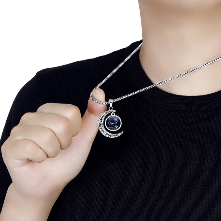 Luminous Zodiac Moon Titanium Steel Necklace Personalized Moon Pendant, Necklace Leo, Necklace Virgo, Necklace Libra, Necklace Scorpio, Necklace Sagittarius, Necklace Aquarius, Necklace Capricorn, Necklace Pisces, Necklace Aries, Necklace Taurus       ...