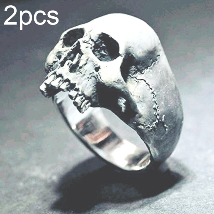 C56213 2pcs Punk Vintage Skull Ring Horror Skull Ring Men Gift, 6, 7, 8, 9, 10, 11, 12, 13, 14