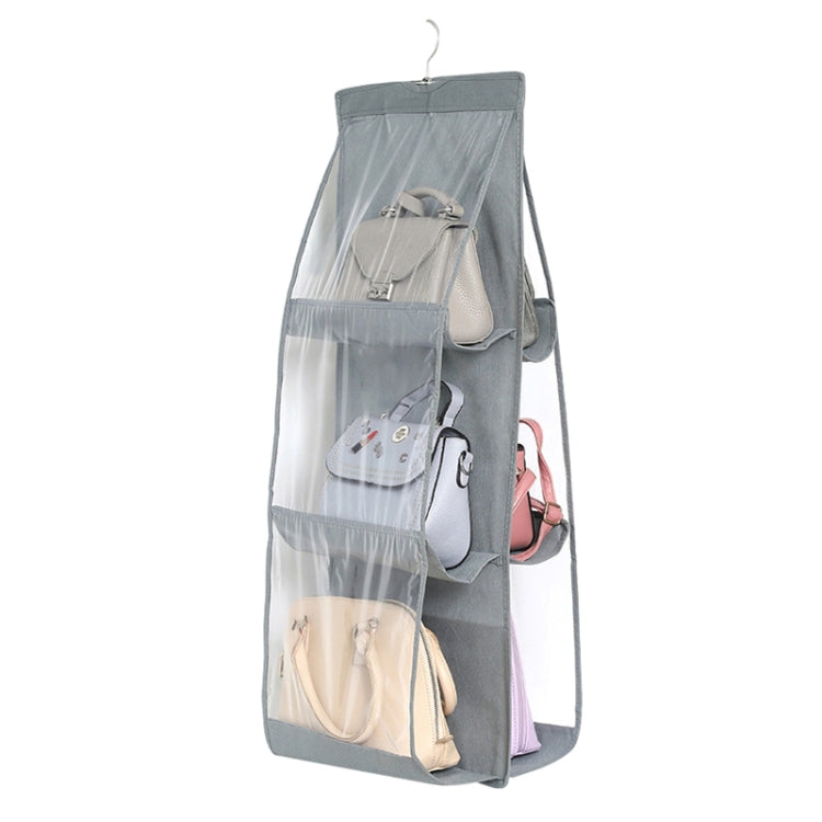 B05005 Double Sided 6 Pocket Hanging Bag Non-woven Fabric Hanging Handbag Organizer, B05005 Purple, B05005 Black, B05005 Grey, B05005 Rose Red, B05005 Green, B05005 Blue