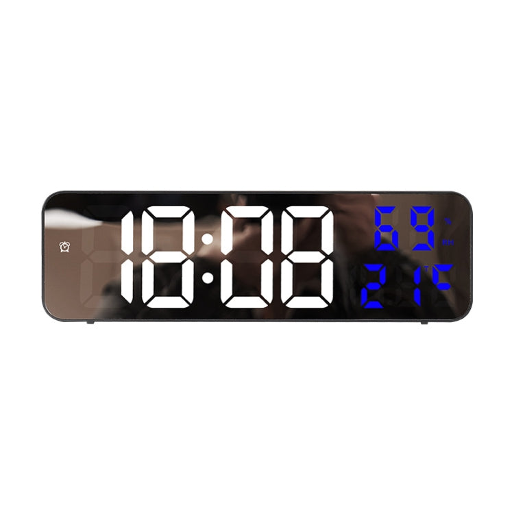 671  Mirror Screen Digital LED Alarm Clock USB Plug-in/Battery Dual-use With Temperature/Humidity Display, 671 (Black Shell White Blue), 671 (Black Shell White Green), 671 (Black Shell White Red)