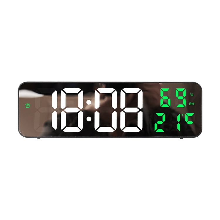 671  Mirror Screen Digital LED Alarm Clock USB Plug-in/Battery Dual-use With Temperature/Humidity Display, 671 (Black Shell White Blue), 671 (Black Shell White Green), 671 (Black Shell White Red)