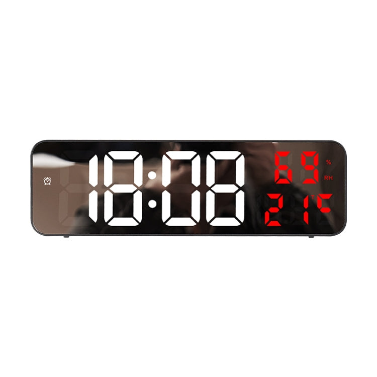 671  Mirror Screen Digital LED Alarm Clock USB Plug-in/Battery Dual-use With Temperature/Humidity Display, 671 (Black Shell White Blue), 671 (Black Shell White Green), 671 (Black Shell White Red)