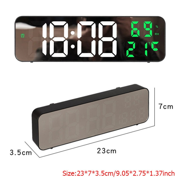 671  Mirror Screen Digital LED Alarm Clock USB Plug-in/Battery Dual-use With Temperature/Humidity Display, 671 (Black Shell White Blue), 671 (Black Shell White Green), 671 (Black Shell White Red)