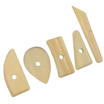 Wooden Skeleton Knife Pottery Scraper Handmade Tools, 5pcs/set
