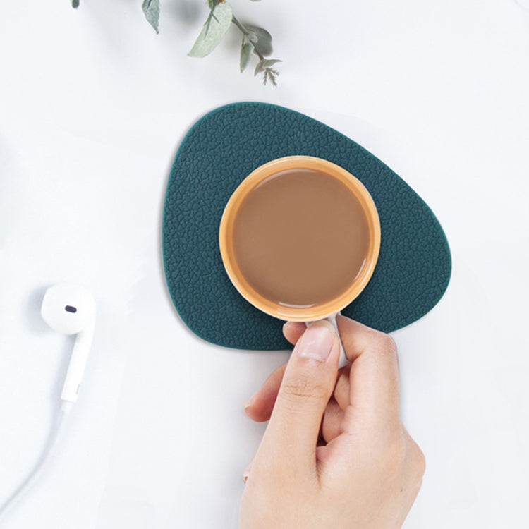 10pcs Teardrop-Shaped Silicone Table Insulation Mat Leather Textured Kitchen Cup And Pot Mat, Coaster(Red), Coaster(Pink), Coaster(Green), Coaster(Blue), Coaster(Gray)