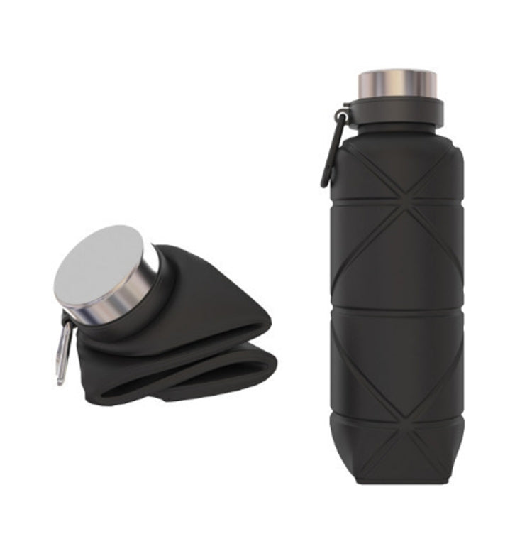 Outdoor Silicone Folding Water Cup Telescopic Water Bottle Travel Drinking Cup With Carabiner, 700ml Wine Red, 700ml Blue, 700ml Black, 700ml Grey, 700ml Red