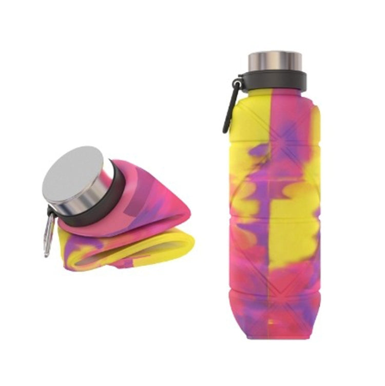 Outdoor Silicone Folding Water Cup Telescopic Water Bottle Travel Drinking Cup With Carabiner, 700ml Wine Red, 700ml Blue, 700ml Black, 700ml Grey, 700ml Red
