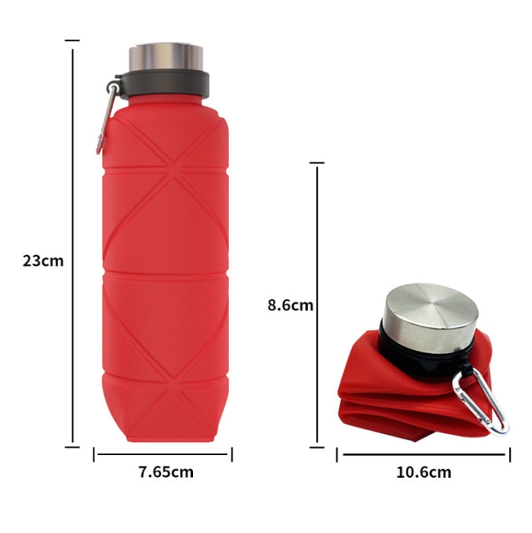 Outdoor Silicone Folding Water Cup Telescopic Water Bottle Travel Drinking Cup With Carabiner, 700ml Wine Red, 700ml Blue, 700ml Black, 700ml Grey, 700ml Red