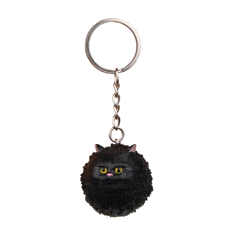 Round Little Tiger Cat Keychain Cartoon Key Ring Ornament, White, 3 Color, Black, Coffee White, Yellow White, Gray