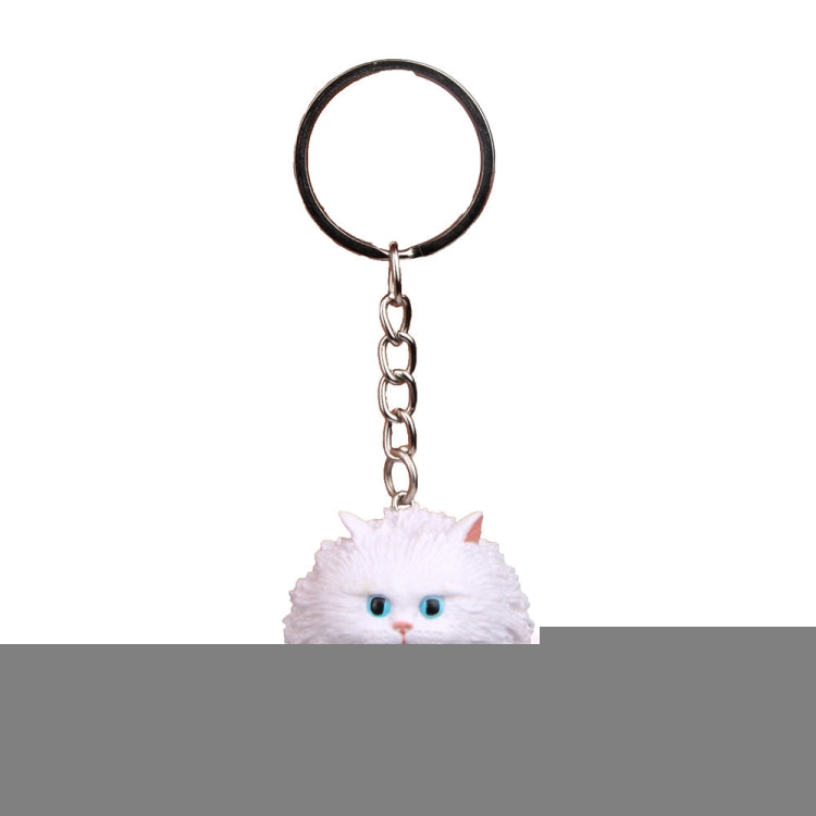 Round Little Tiger Cat Keychain Cartoon Key Ring Ornament, White, 3 Color, Black, Coffee White, Yellow White, Gray
