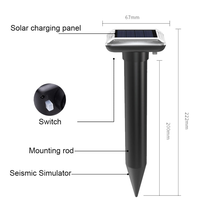 SJZ038 Outdoor Waterproof Solar Ultrasonic Rat Repeller Ultrasonic Animal Repeller, SJZ038 (Orange), SJZ038 (Black), SJZ038 (Green)