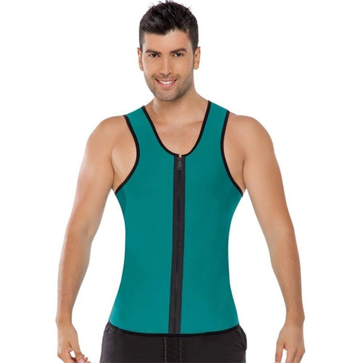 Men Fitness Corset Neoprene Sports Tummy Control Shapewear Zipper Tank Top Workout Wear, S, M, L, XL, XXL, 3XL, 4XL