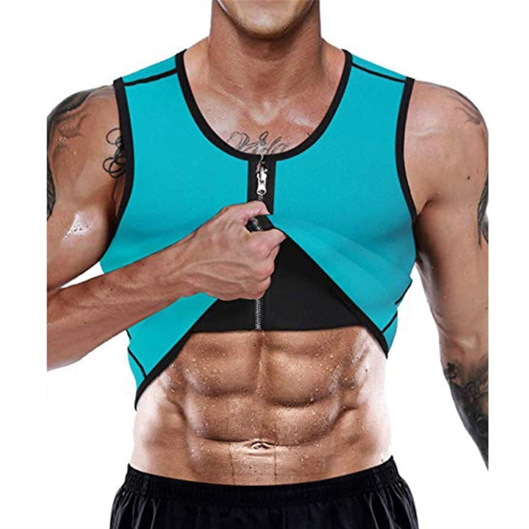 Men Fitness Corset Neoprene Sports Tummy Control Shapewear Zipper Tank Top Workout Wear, S, M, L, XL, XXL, 3XL, 4XL