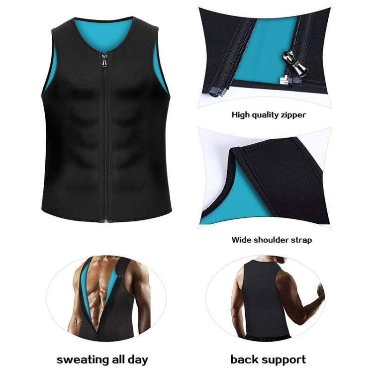 Men Fitness Corset Neoprene Sports Tummy Control Shapewear Zipper Tank Top Workout Wear, S, M, L, XL, XXL, 3XL, 4XL