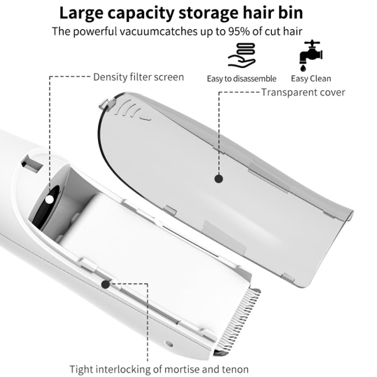 Electric Waterproof Hairdresser Children Low Noise Rechargeable Push Clipper, Digital Version White, Suction Upgrade Version White