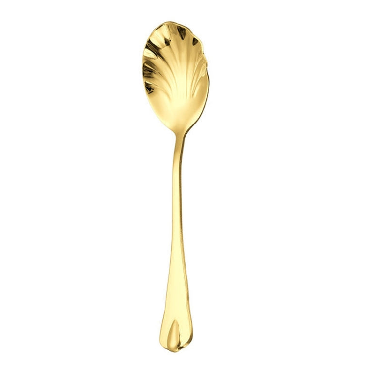 Stainless Steel Water Droplet Shell Spoon Ice Cream Spoon Coffee Mixing Spoon, Stainless Steel Color, Gold, Rose Gold, Colorful, Blue, Black