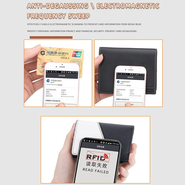 Baellerry RFID Anti-theft Aluminum Box Leather Wallet Side Push Contrasting Antimagnetic Card Holder