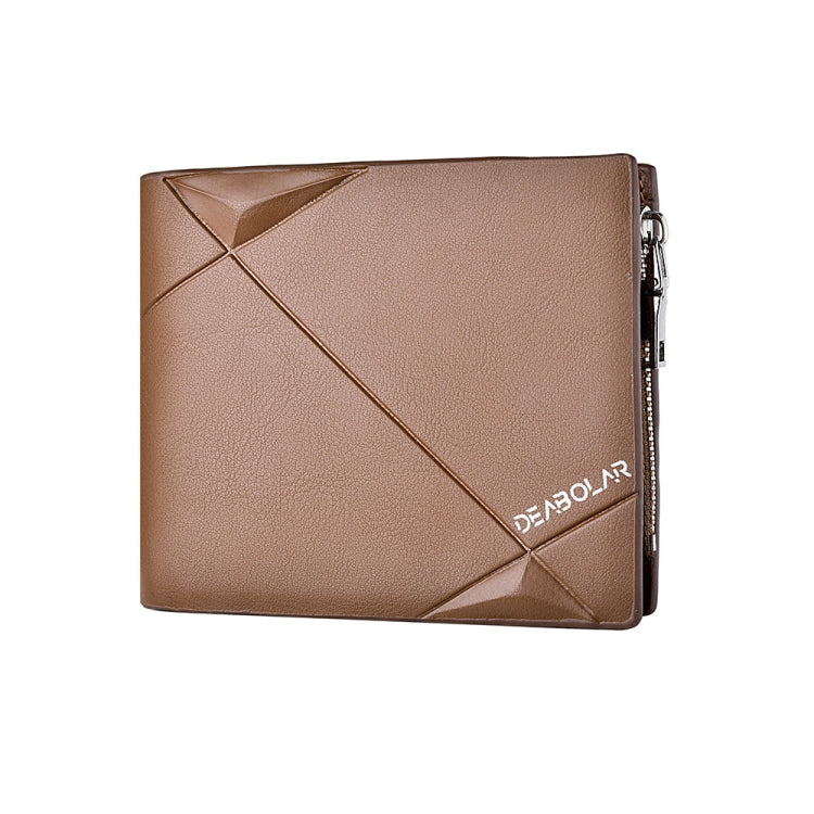 DEABOLAR Men Short PU Leather Tri-fold Horizontal Wallet Large-capacity Multi-card Wallet