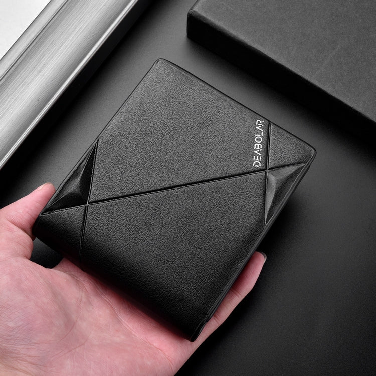DEABOLAR Men Short PU Leather Tri-fold Horizontal Wallet Large-capacity Multi-card Wallet