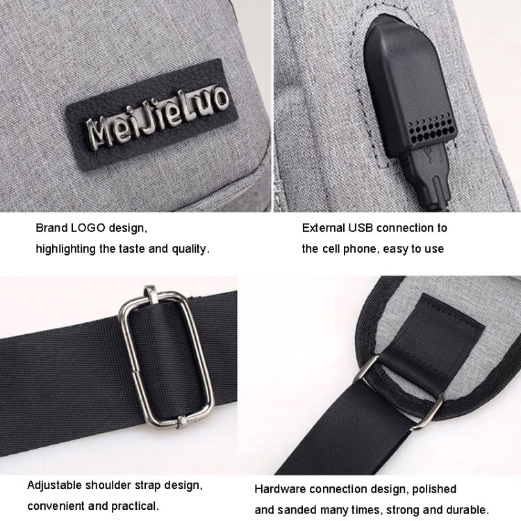 MeiJieLuo Simple Men Chest Bag Sports Youth Shoulder Crossbody Bag