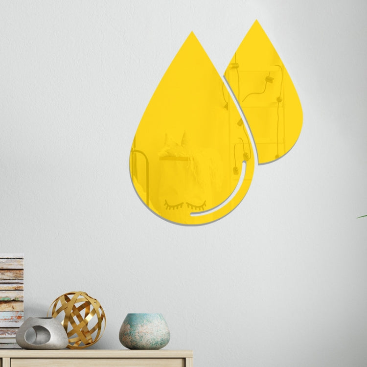 2pcs /Set Acrylic Water Drops Mirror Stereo Wall Stickers Living Room Bedroom Decorative Stickers Soft Mirror, Water Drops