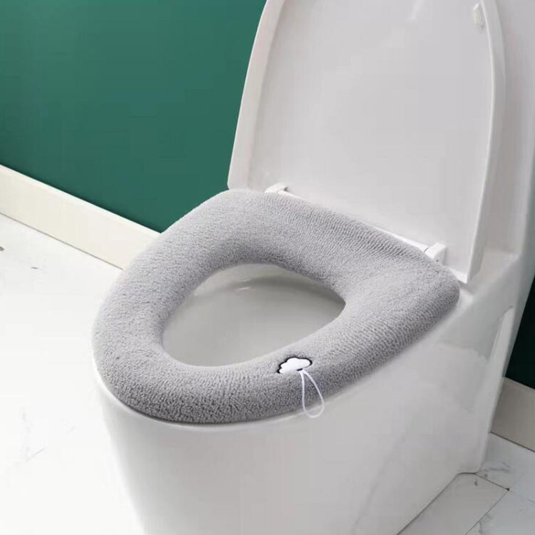 Universal Knitted Washable Toilet Pad Home Thickened Warm Toilet Cover, With Handle Pink, With Handle Gray, With Handle Blue, Flat Pink, Flat Gray, Flat Blue