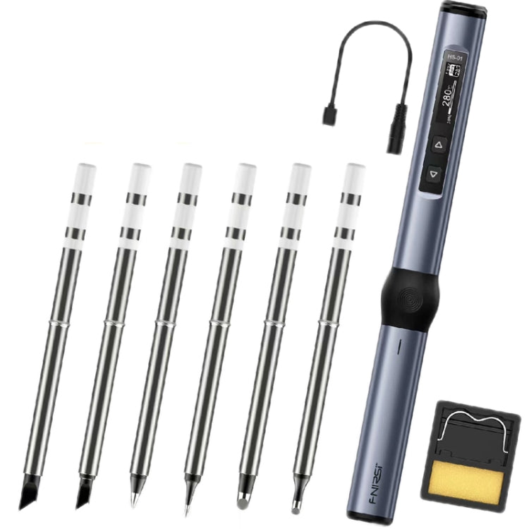 FNIRSI 4pcs/ Set Mini Soldering Station Digital Display Constant Temperature Smart Soldering Iron, Blue Standard BC2, Black Standard BC2, Blue Standard 6 Heads, Black Standard 6 Heads, Blue BC2 with Power Supply, Black BC2 with Power Supply            ...