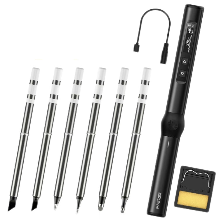 FNIRSI 4pcs/ Set Mini Soldering Station Digital Display Constant Temperature Smart Soldering Iron, Blue Standard BC2, Black Standard BC2, Blue Standard 6 Heads, Black Standard 6 Heads, Blue BC2 with Power Supply, Black BC2 with Power Supply            ...