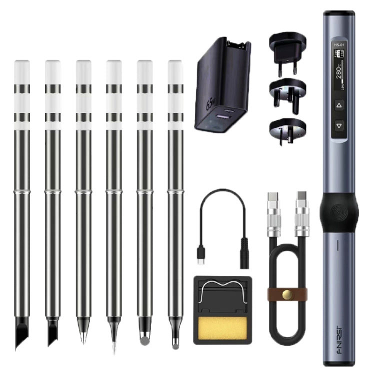 FNIRSI 4pcs/ Set Mini Soldering Station Digital Display Constant Temperature Smart Soldering Iron, Blue Standard BC2, Black Standard BC2, Blue Standard 6 Heads, Black Standard 6 Heads, Blue BC2 with Power Supply, Black BC2 with Power Supply            ...