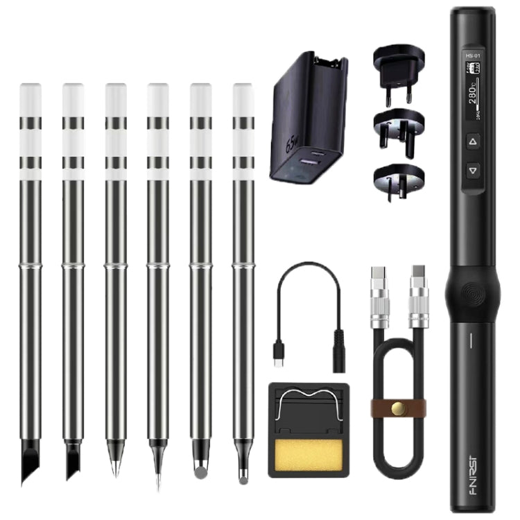 FNIRSI 4pcs/ Set Mini Soldering Station Digital Display Constant Temperature Smart Soldering Iron, Blue Standard BC2, Black Standard BC2, Blue Standard 6 Heads, Black Standard 6 Heads, Blue BC2 with Power Supply, Black BC2 with Power Supply            ...