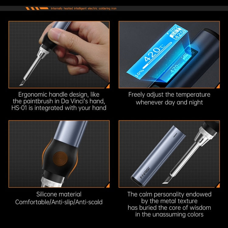 FNIRSI 4pcs/ Set Mini Soldering Station Digital Display Constant Temperature Smart Soldering Iron, Blue Standard BC2, Black Standard BC2, Blue Standard 6 Heads, Black Standard 6 Heads, Blue BC2 with Power Supply, Black BC2 with Power Supply            ...