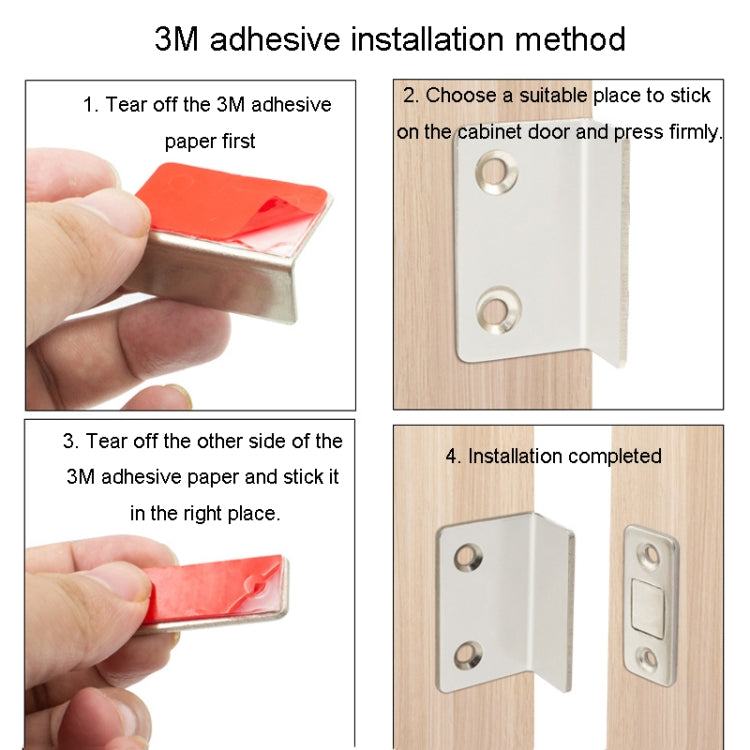 90 Degree No-Punch Invisible Door Suction Thin Section Wardrobe Sliding Door Magnetic Suction, Silver, Black