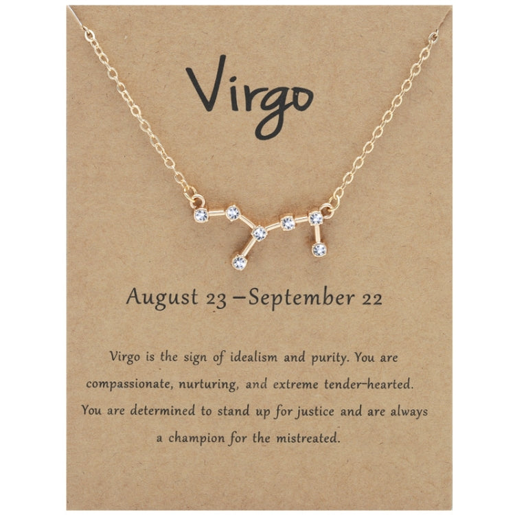 12 Zodiac Signs With Diamonds Necklace Card Rhinestones Collarbone Chain Pendant, Scorpio Golden, Sagittarius Golden, Capricorn Golden, Taurus Golden, Pisces Golden, Leo Golden, Libra Golden, Cancer Golden, Aquarius Golden, Virgo Golden, Aries Golden  ...