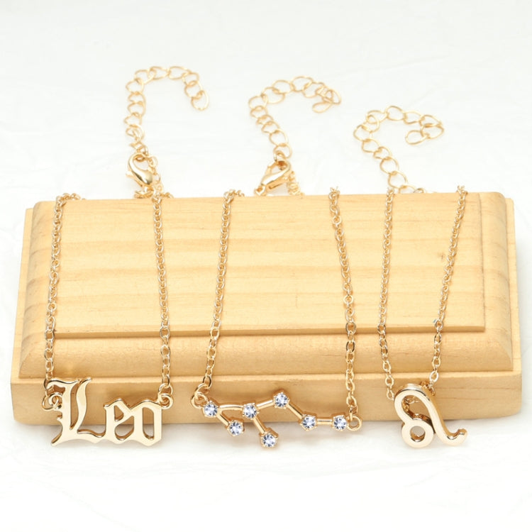 3 In 1 12 Zodiac Signs Necklace Set Retro Alphabet Symbols With Diamonds Jewelry Set, Scorpion Golden, Sagittarius Golden, Capricorn Golden, Taurus Golden, Pisces Golden, Leo Golden, Libra Golden, Cancer Golden, Aquarius Golden, Virgo Golden, Aries Gol...