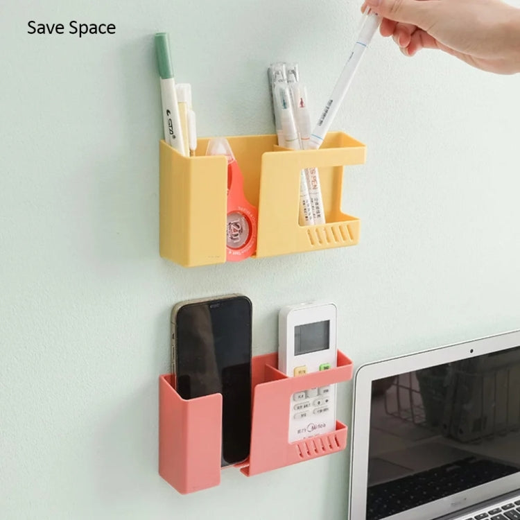 Double Grid Wall-Mounted Storage Box Remote Control Sundries Organizer Mobile Phone Charging Holder, Double Blue