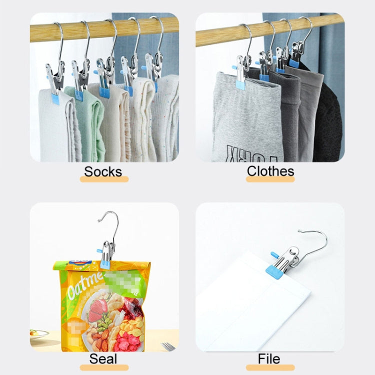 5pcs /Pack Stainless Steel Flat Clip With Hook Anti-Scratch Catch Laundry Drying Holder