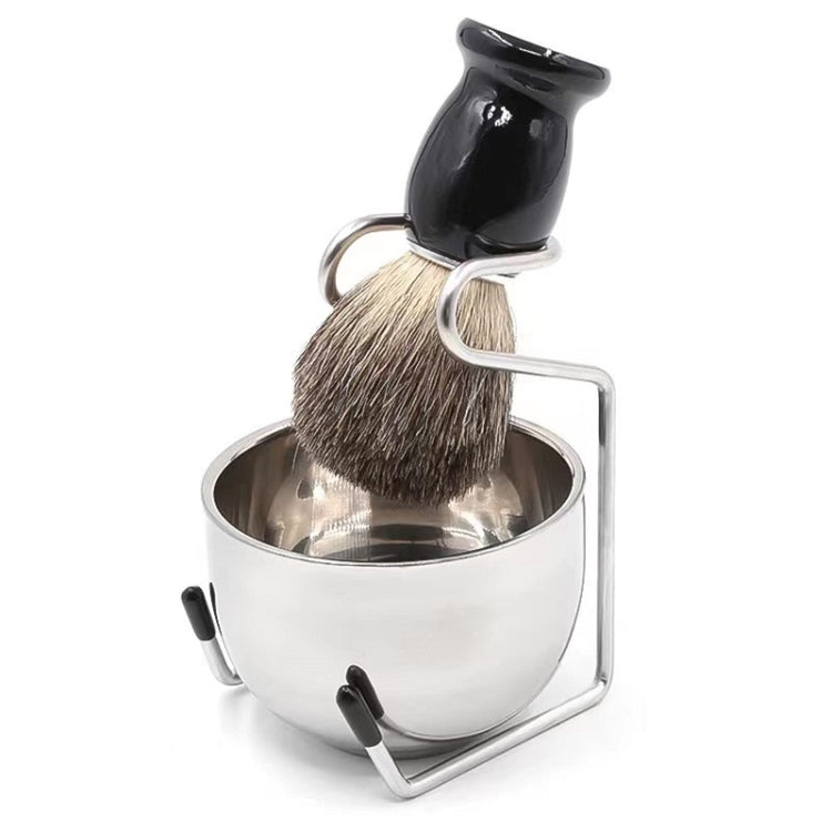 3pcs /Set Men Foam Manual Wooden Handle Beard Brush Set, Nylon Wool Black, Nylon Wool Silver, Badger Hair Silver, Badger Hair Black