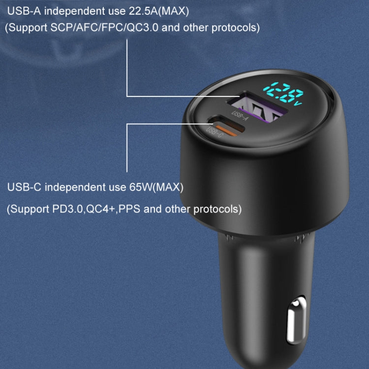 65W Dual Port A+C High Power Car Fast Charger Auto Cigarette Lighter, S-31